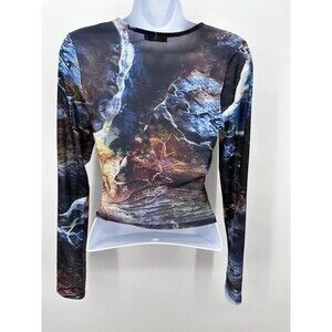 Vintage Y2K Mesh Top Transparent Size M‎ multicolor  Grinch y2k et face